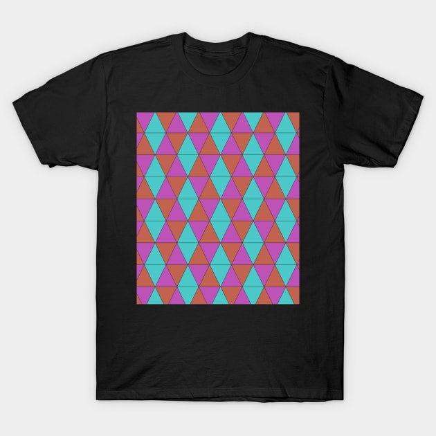 Colorful Triangles Pattern T-Shirt by BennyBruise